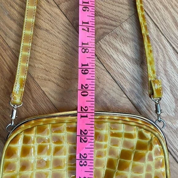 Vintage Ro-El Faux Croc Leather Crossbody Bag Shoulder Purse Yellow Hinged - Picture 15 of 16